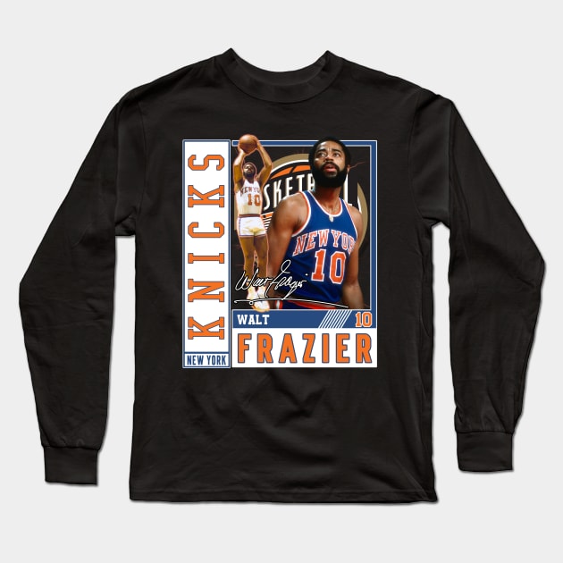 Walt Frazier The Clyde Basketball Legend Signature Vintage Retro 80s 90s Bootleg Rap Style Long Sleeve T-Shirt by CarDE